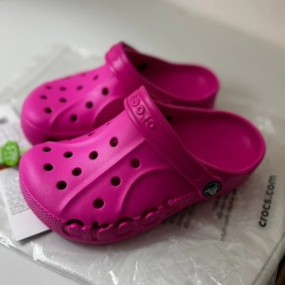 Crocs Electric Pink j2 Kids Baya Clog K Fun Classic Shoes Slides 207013-6QQ NWT - Picture 5 of 8